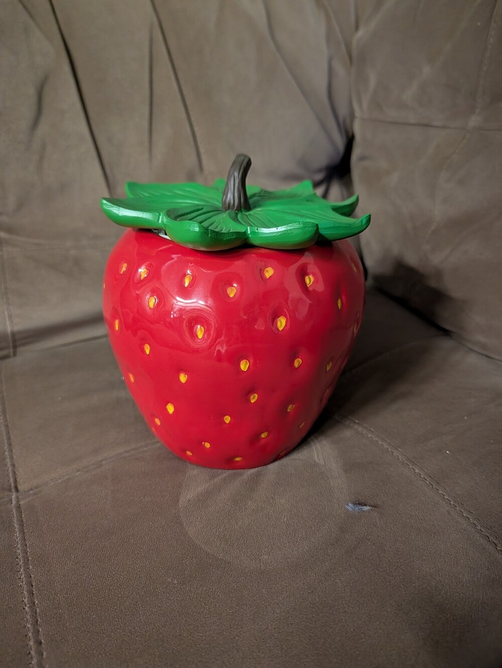 Ceramic Strawberry Cookie Jar - Red & Green